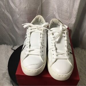 Valentino Garavani White Leather Sneakers with Gold Stamp